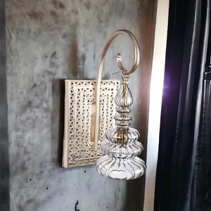 Smoked Grey Ribbed Glass Sconce light fixture for home decor - wall hanging light - bathroom light fixture - sconce lighting - wall sconce