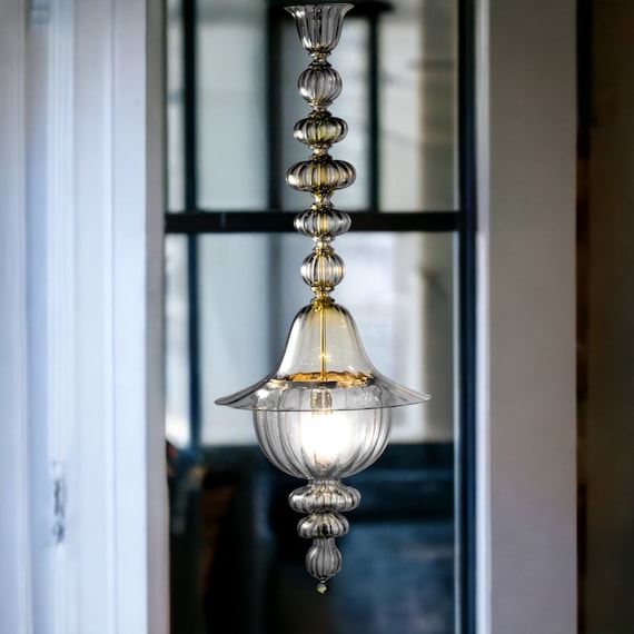 Vintage Style Blown Glass Pendant Light Kitchen Island Ceiling