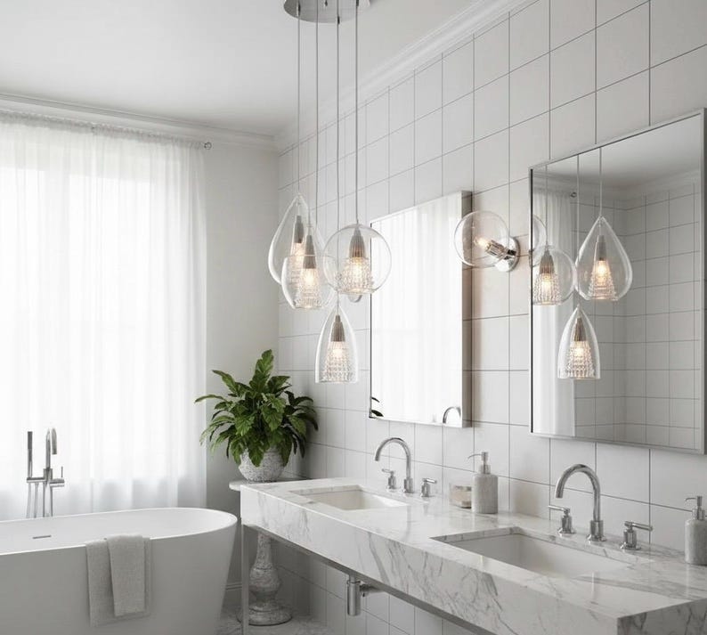 Kitchen Island Light – Glass Pendant Light Set, Modern Hanging Lamp, Dining Chandelier image 2