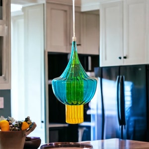 Blown glass light pendant for kitchen decor -  glass blown pendant - custom lights - ceiling light fixture - blown glass pendant - lighting