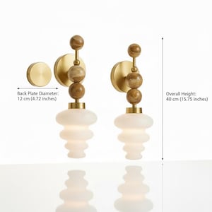 Handmade Onyx and Frosted Glass wall sconce - Brass Finish Light Fixture - Artisan Wall Lighting image 6