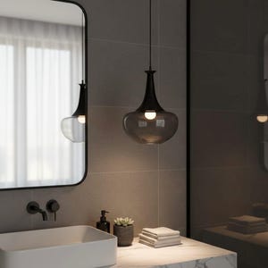 Smoky Glass Bottle Pendant Light – Hand-Blown Modern Glass Lighting