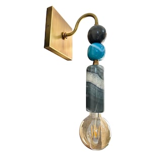Handmade Brass finish sconce light with unique Marble stones- Custom Marbles