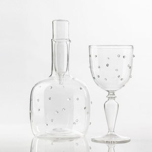 blown glass decanter, vintage glass decanter, decanter glass, glass decanter set, Mouth Blown Decanter, housewarming gift first home