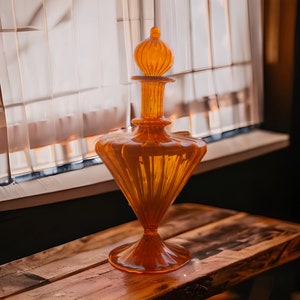 Orange glass perfume decant bottles, empty fragrance bottle with stopper, unique gifts for women Christmas gifts for Mom from daughter, 3rd