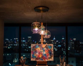 Lámpara colgante de cristal personalizada, moderna, para comedor - Iluminación de isla de cocina