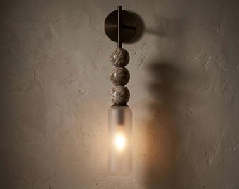 Aplique de parede em vidro fosco, luminária de parede para banheiro, aplique de parede em latão, iluminação moderna para banheiro, luminária de parede para cabeceira.