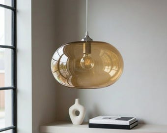 Hänglampa i blåst glas - Köksö med taklampa