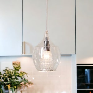 Clear Blown glass light pendant for Bedroom Lighting - glass blown pendant - custom lights - ceiling light fixture - blown glass pendant