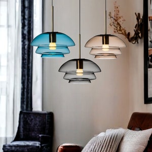 Set of three blown glass light pendants for living room decor, Multicolored ceiling lights, lights pendants for home decor, Modern decor