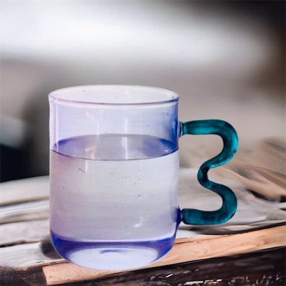 Hand blown best sale glass coffee mugs