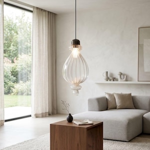 Clear pendant light for Bedroom, hanging lights for Kitchen Island, edison light fixture ceiling mount, new home gift for couple, deco