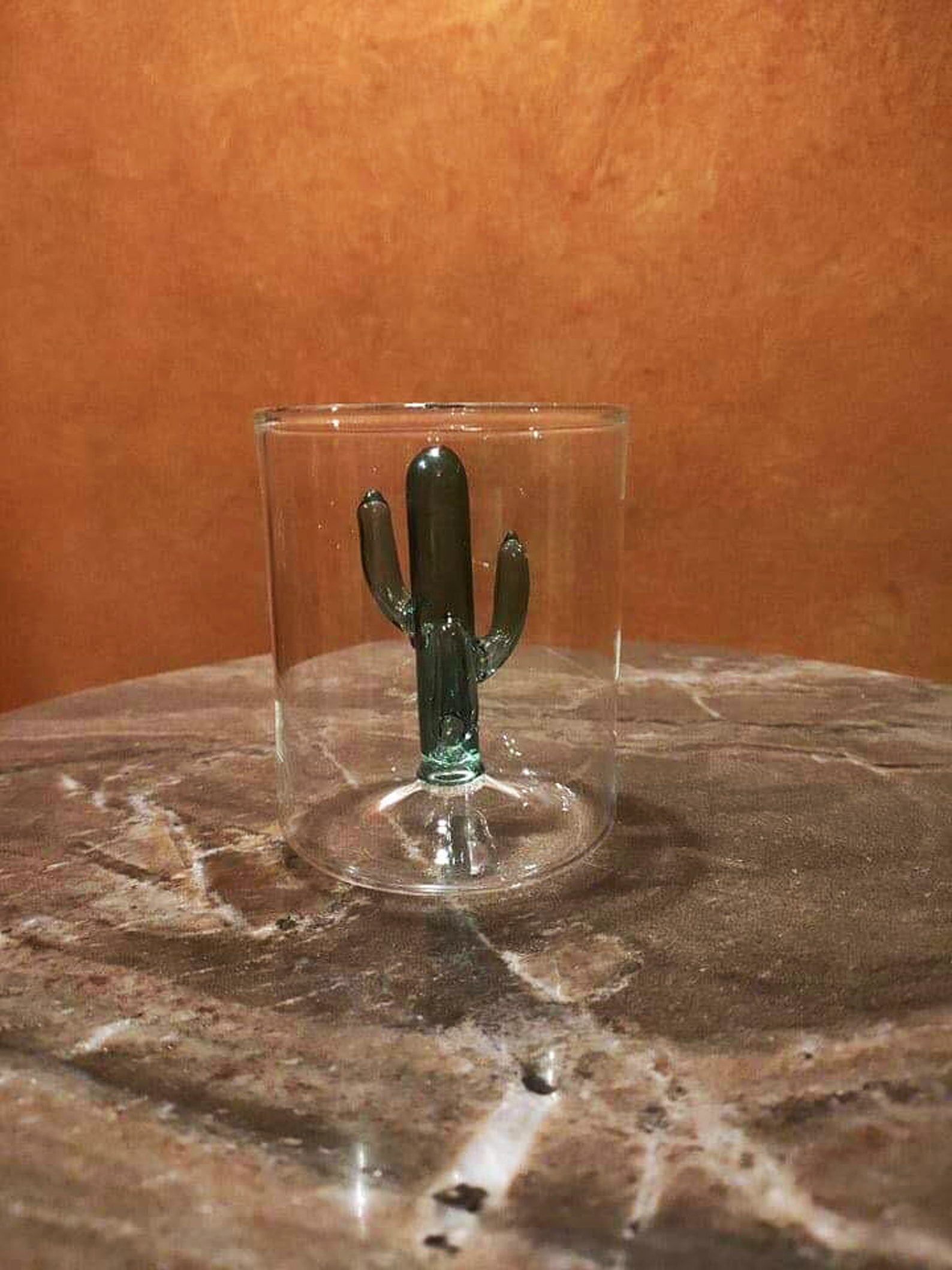 VINTAGE CACTUS Drinking Glass / Handmade Blown Glass Unique Etsy