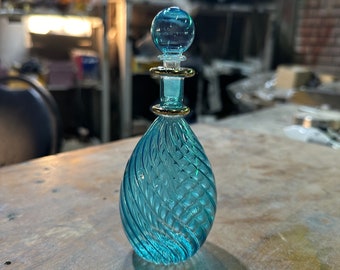 Turquoise glass perfume Gift bottles, empty fragrance bottle with stopper, unique gifts for women Christmas gifts for Mom from daughter