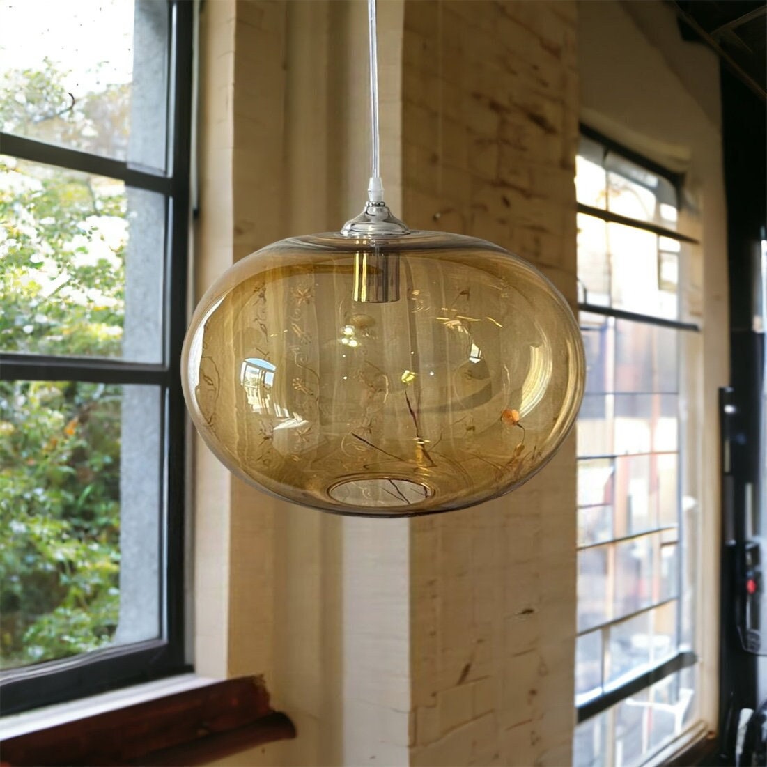 Blown Glass pendant light - Kitchen Island ceiling light - pendant light for kitchen island - light fixture - hand blown glass pendant light