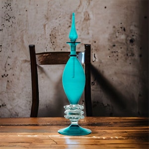 perfume bottle - Hand painted - colored glassware - antique glassware - empty perfume bottle - hand blown glass - custom perfume bottle