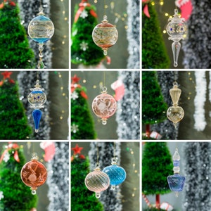 クリスマスデコレーション用の大きな吹きガラスのオーナメント、14 K