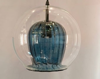 Blown glass light pendant for kitchen decor, glass blown pendant, custom lights, ceiling light fixture, blown glass pendant