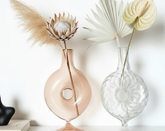 Soft Orange and Clear Donut Vases | Modern Home Decor