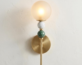 Aplique de pared, aplique de pared de vidrio esmerilado, lámpara de pared de mármol, aplique de pared de latón, iluminación para tocador de baño, lámpara de mesita de noche, iluminación de pared moderna