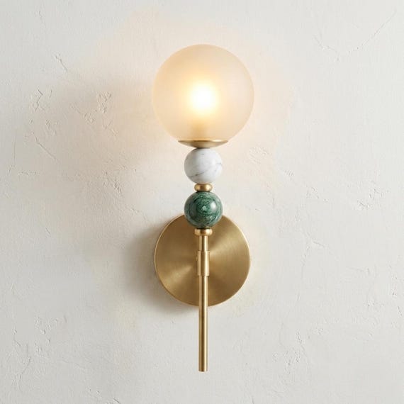 Wall Sconce, Frosted Glass Wall Sconce, Marble Wall Light, Brass Wall Sconce, Bathroom Vanity Lighting, Bedside Lamp, Modern Wall Lighting