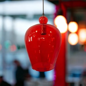 Modern Red Blown Glass pendant light - ceiling light - pendant light for kitchen island - light fixture - hand blown glass pendant light