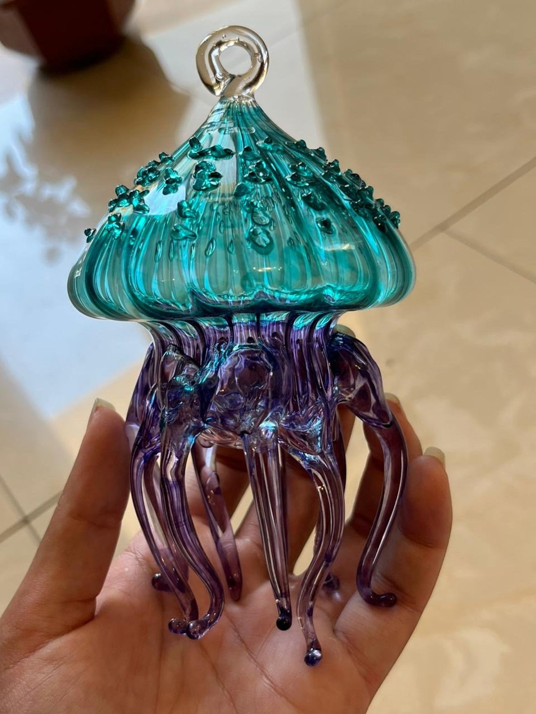 Jellyfish Christmas Ornament Detailed Blown Glass Jellyfish Ornament