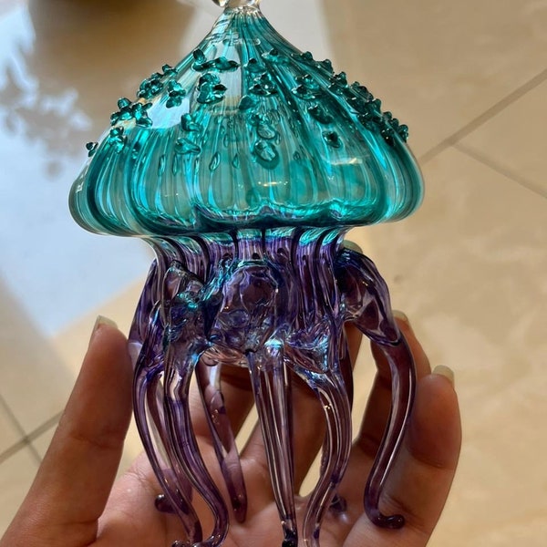 Jellyfish Christmas ornament - Detailed Blown glass Jellyfish Ornament - Christmas Ornaments Gifts
