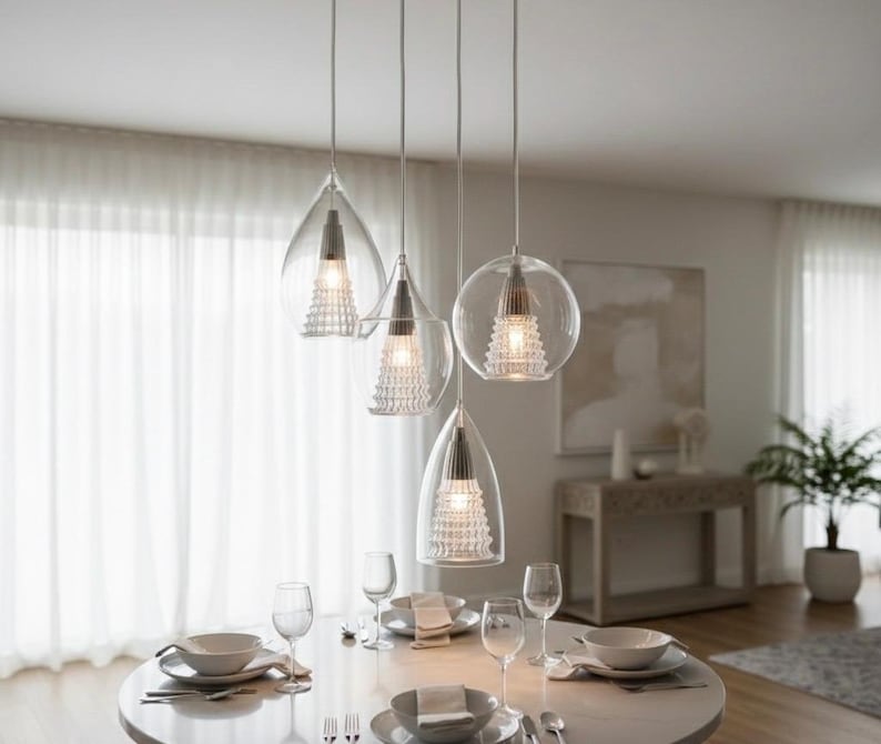Kitchen Island Light – Glass Pendant Light Set, Modern Hanging Lamp, Dining Chandelier image 4