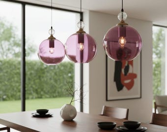 Hänglampa i blåst glas - Taklampa i köksö - hänglampa för köksö - lampa - handblåst hänglampa i glas