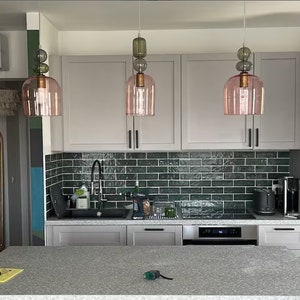 kitchen island light - Set of Three Modern pendants lights - ceiling light - blown glass pendant - large pendant light - light fixture decor