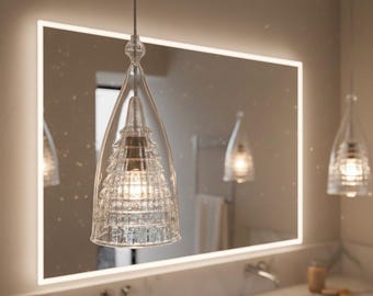 Kitchen Island Light – Glass Pendant Light, Ribbed Glass Hanging Lamp, Modern Kitchen Pendant Lighting