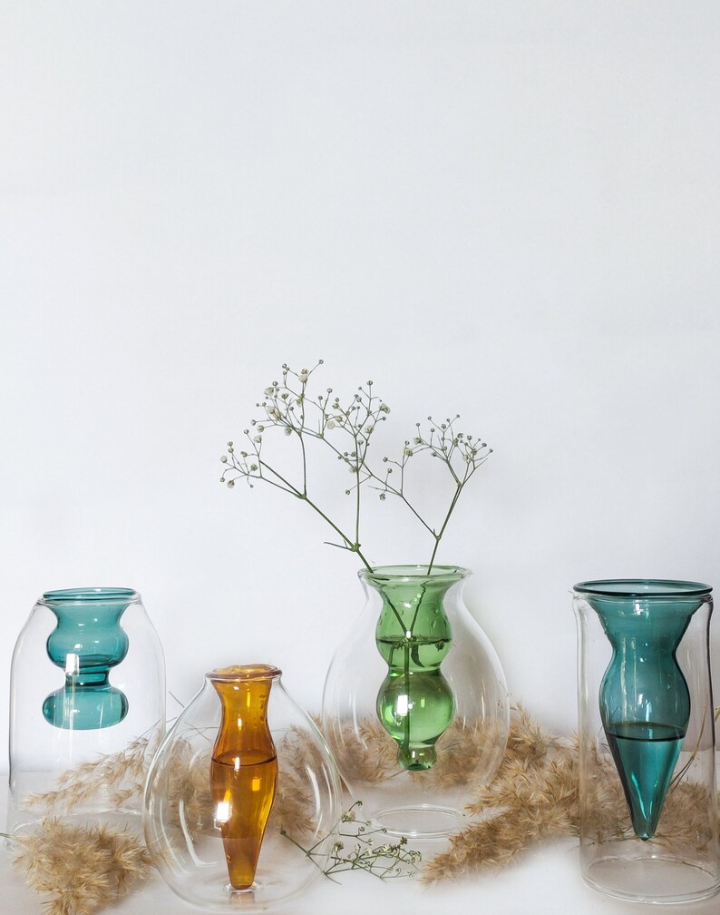Art Deco Vase Hand Blown Glassware Blown Glass Vases Etsy