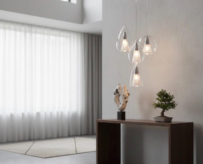 Kitchen Island Light – Glass Pendant Light Set, Modern Hanging Lamp, Dining Chandelier image 6