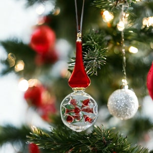 Rot geblasene Glas Ornament - Weihnachtsbaum Spitze - Kardinal Ornament - Verlobung Weihnachten Ornament - Geschenk