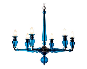 Blown Glass Blue Chandelier – Oriental Modern Pendant Light