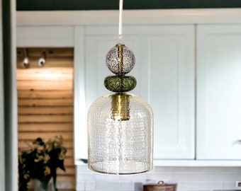Hand blown glass pendant light - Kitchen Island ceiling light - Blown Glass pendant light - pendant light for kitchen island - Frosted Glass