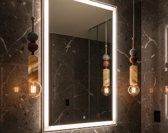 Handmade Brass Pendant Light with Marble Gemstones – Living Room Lighting