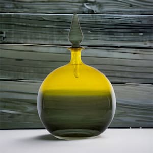 HANDMADE GLASS Vintage Classic Decanter bottle with stopper Handmade Blown Glass Bottle made with love Handmade Gift