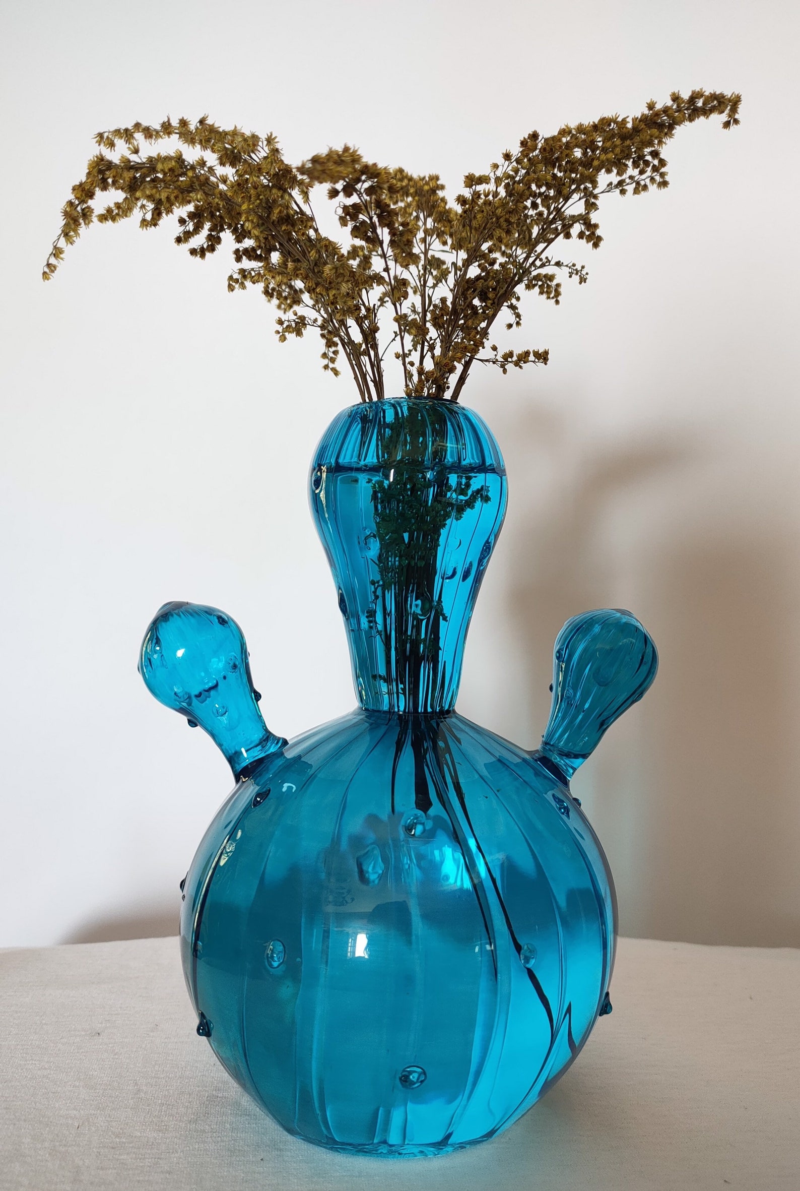 Cactus shaped Art Deco Vase Hand blown Glassware Blown Etsy