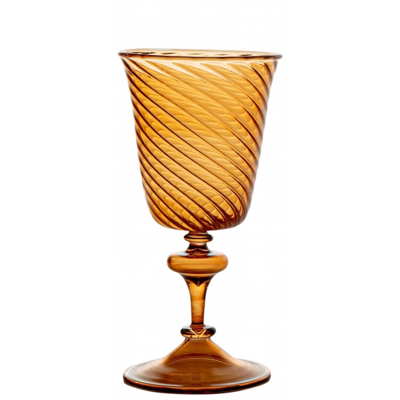 Amber Ribbed wine Glass hand painted wine glasses vintage wine glasses antique cocktail glasses amber wine glasses for kitchen decor image 6