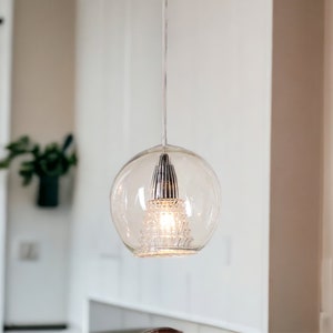 Blown glass light pendant for kitchen decor -  glass blown pendant - custom lights - ceiling light fixture - blown glass pendant - lighting