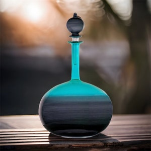 Vintage Classic Decanter bottle with stopper ,custom decanter , Handmade Blown Glass Bottle, made with love, Handmade Gift