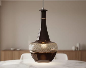 Handblåst glaspendellampa - Pendellampa i blått glas - Taklampa i köksö - Pendellampa för köksö - Lampa