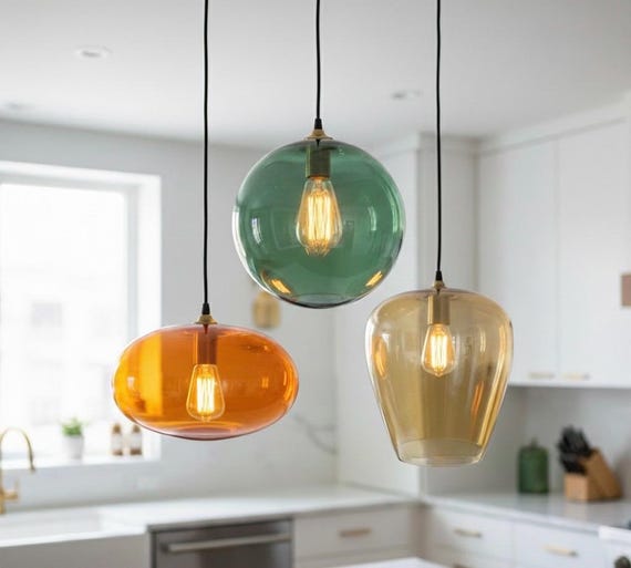 オフィス装飾用の吹きガラス製ペンダントライト3個セット - Etsy 日本