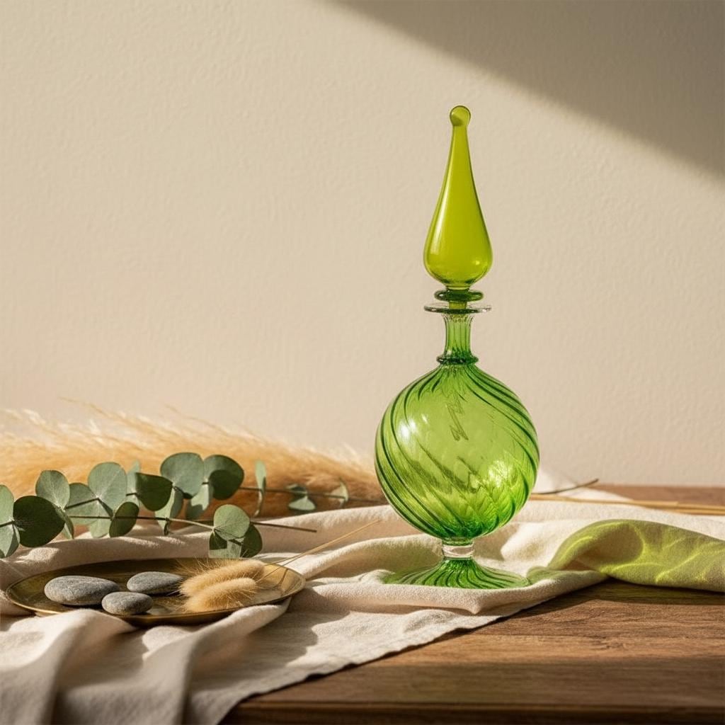Decorative bottles green colored glass - Etsy 日本