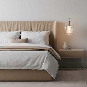 Lampa wisząca z podwójnej warstwy przezroczystego szkła | Ręcznie dmuchany, żebrowany wzór kropli