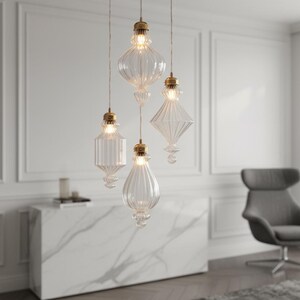 Set of 4 Modern Pendant Lights – Minimalist Hanging Lamps for Home & Office