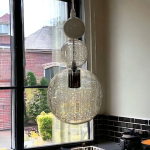 Hand blown glass pendant light - Blown Glass pendant light - Kitchen Island ceiling light - pendant light for kitchen island - light fixture