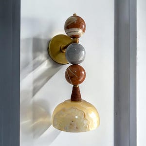 Handmade Marble Wall Sconce - Brass & Natural Stone Wall Light - Unique ...